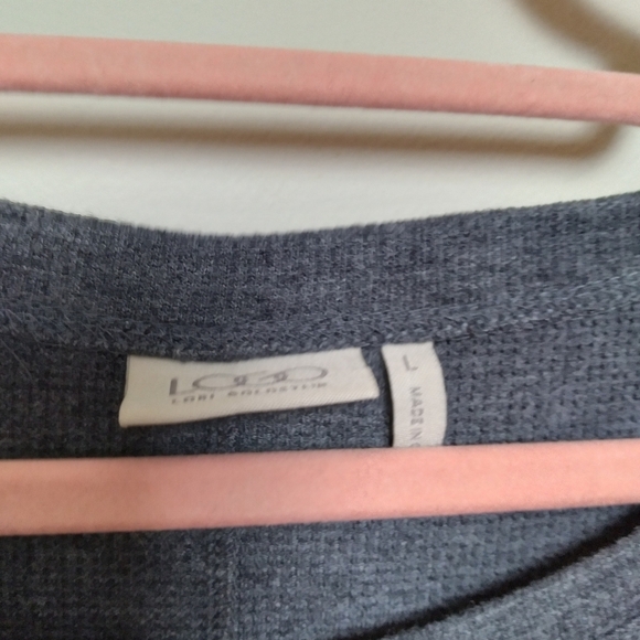 Logo by Lori Goldstein Gray Waffle Knit Top - Picture 4 of 6